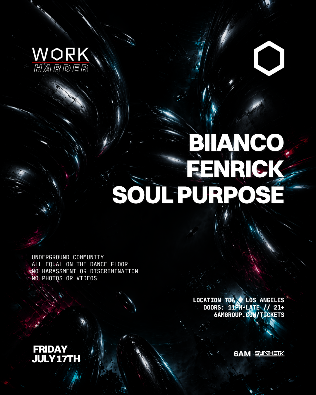 WORK Harder presents BIIANCO, Fenrick, & Soul Purpose