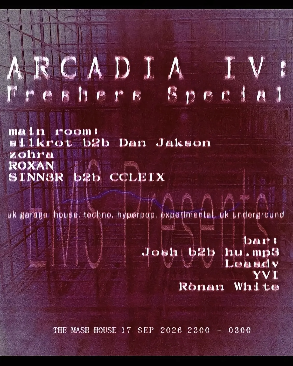 Arcadia IV: Freshers Special at The Mash House, Edinburgh