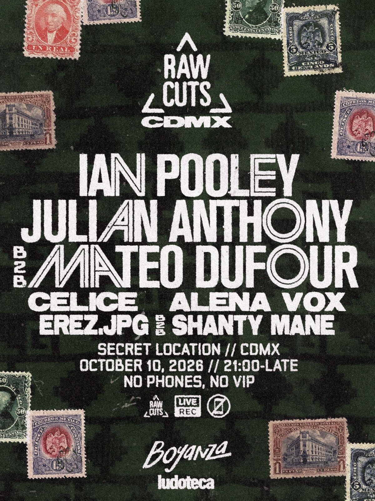 Flyer de Raw Cuts X Boyanza: CDMX — Ian Pooley, Julian Anthony b2b Mateo Dufour