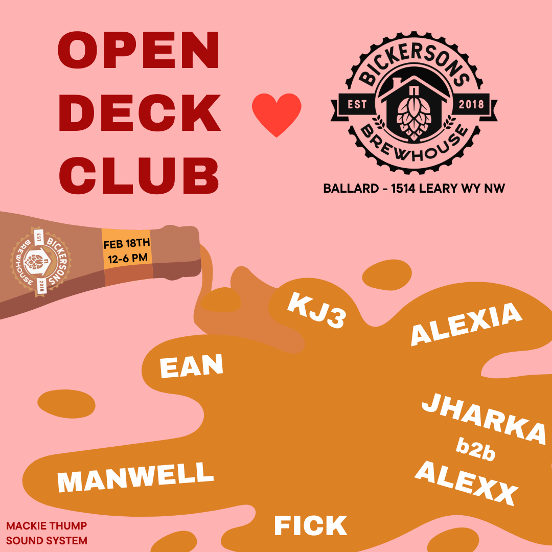 OPEN DECK CLUB at Bickersons Brewhouse at TBA Bickersons