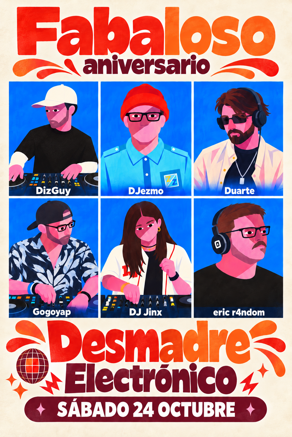 Flyer de Fabaloso Aniversario - Desmadre Electronico