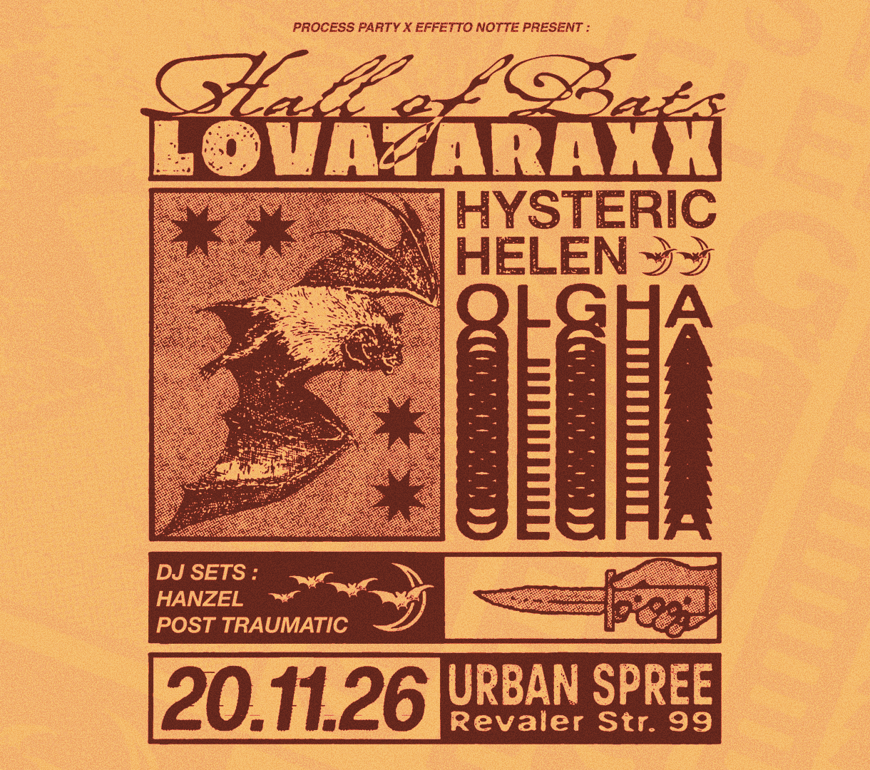 Process Party x Effetto Notte: Hall of Bats with Lovataraxx, Hysteric Helen, Olgha
