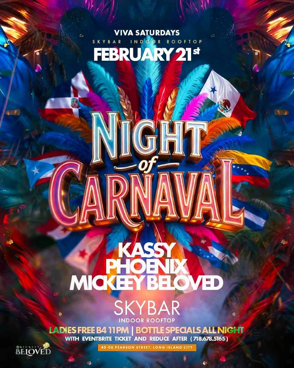 Skybar Rooftop Saturdays NYC - Night of Carnaval Party in Long Island City