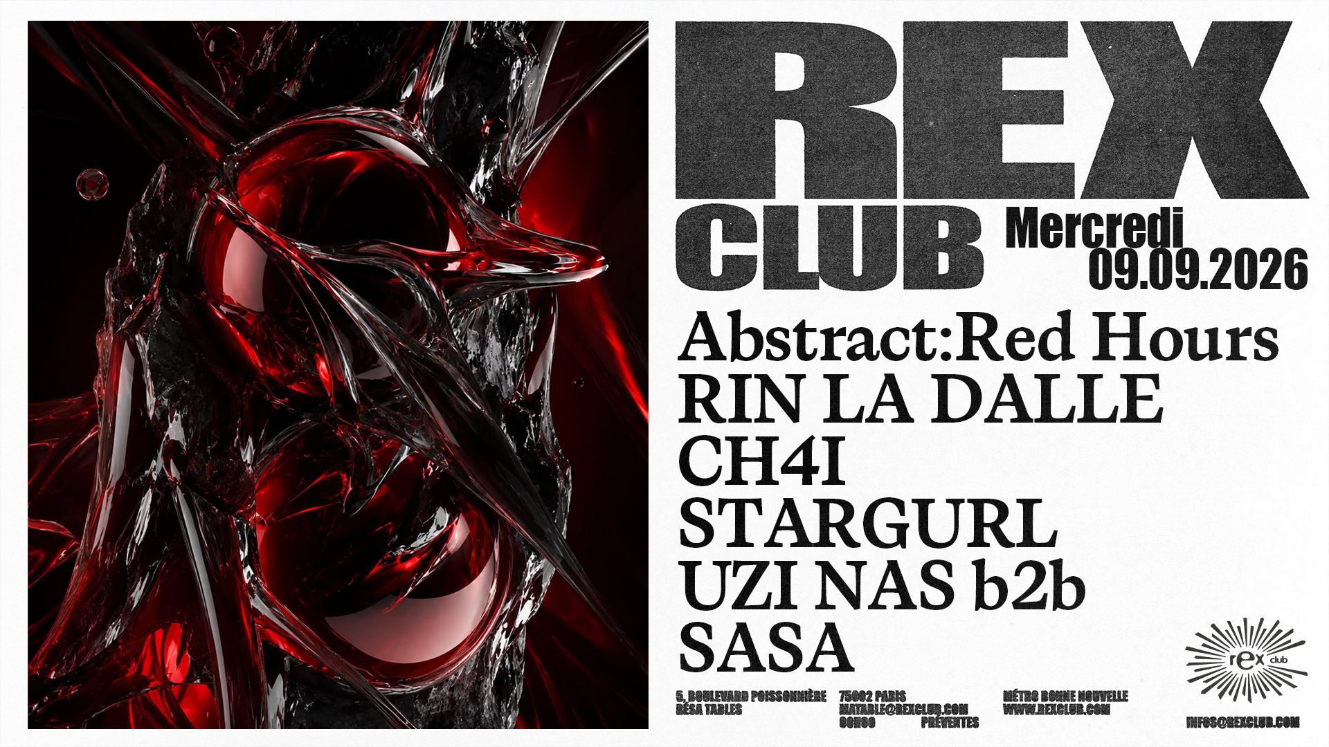 Affiche Abstract: Red Hours: Rin La Dalle, Ch4i, stargurl, Uzi Nas b2b Sasa