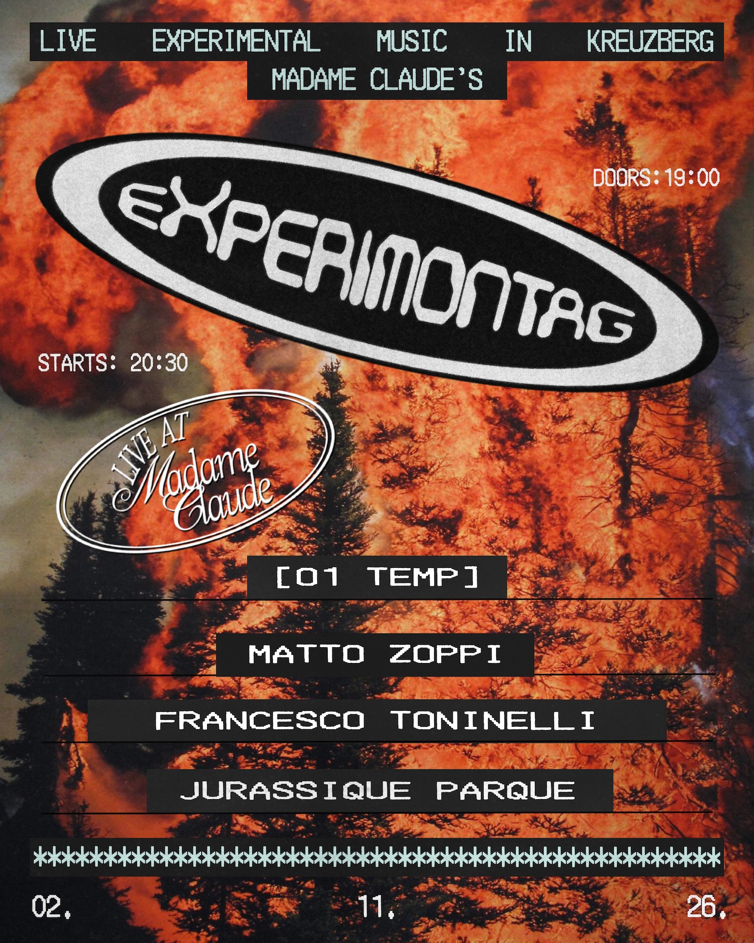 Experiontag: [o1 Temp] + Matto Zoppi + Francesco Toninelli + Jurassique Parque (DJ-Set)