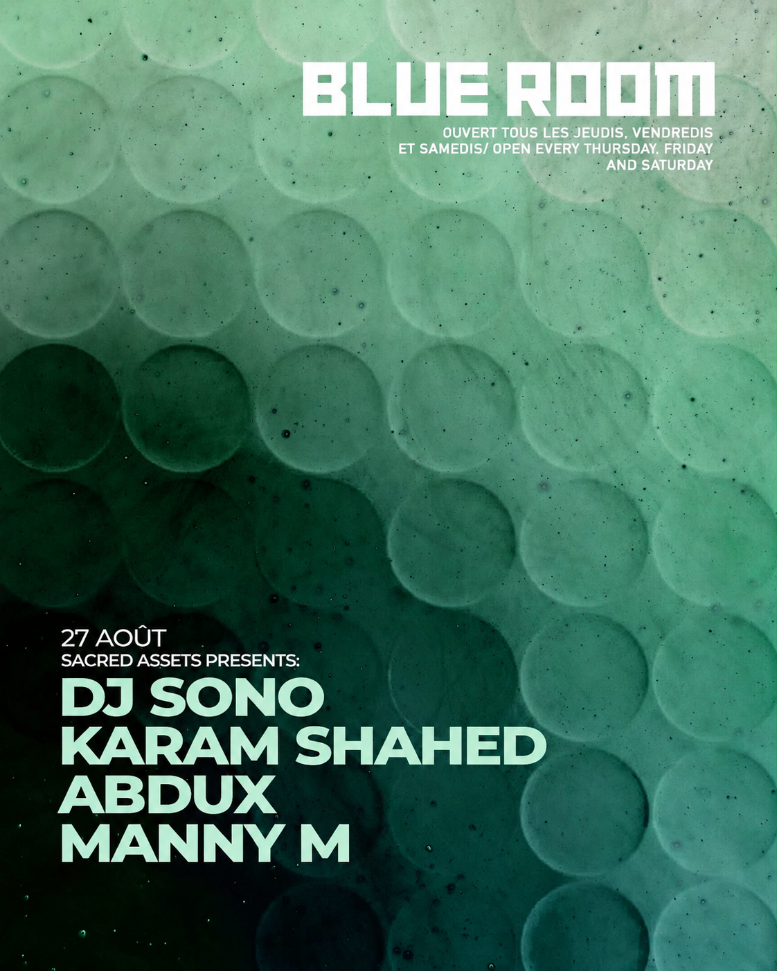 Sacrated Assets presents: DJ Sono / Karam Shahed / Abdoux / Manny M
