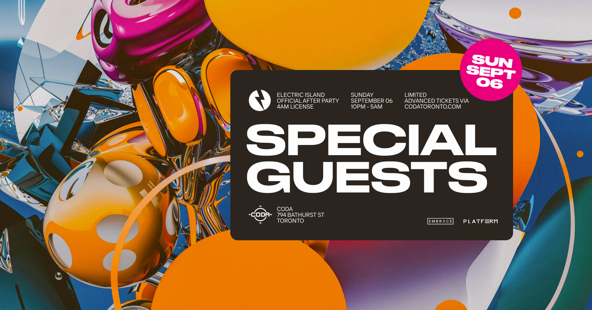 SUN: The Official Electric Island Afterparty x CODA - September 6th
