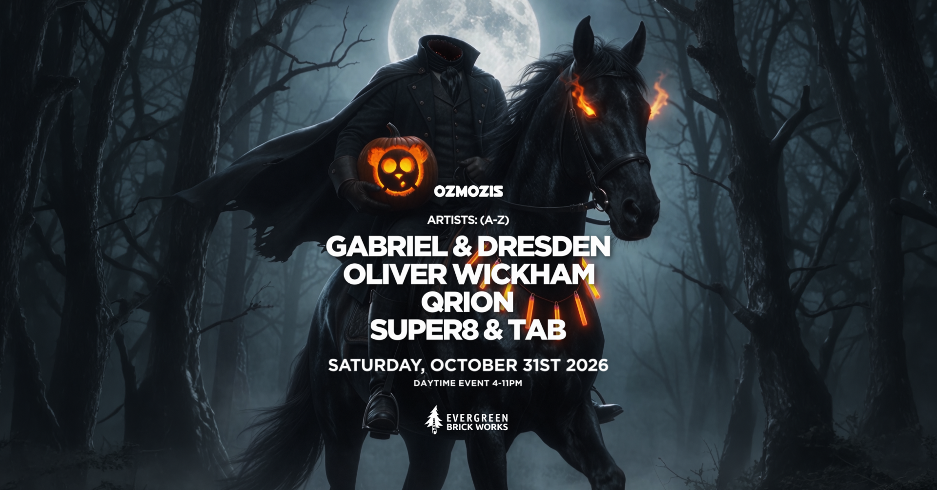 Ozmozis Halloween at Brick Works ft. Gabriel & Dresden, Super8 & Tab, Qrion and Oliver Wickham