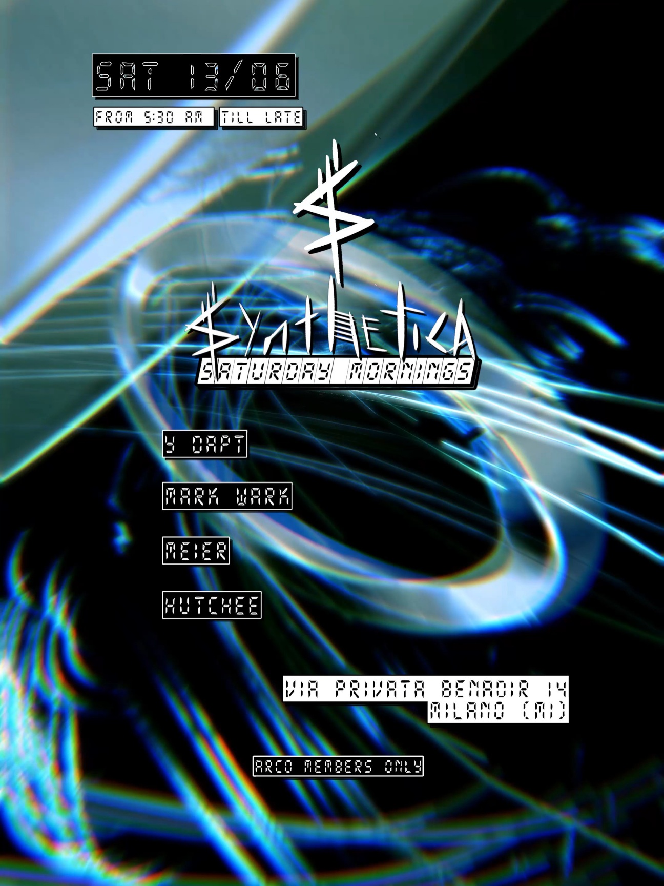 Synthetica • saturday morning W/ Meier, Mark Wark, Y- DAPT, Hutchee