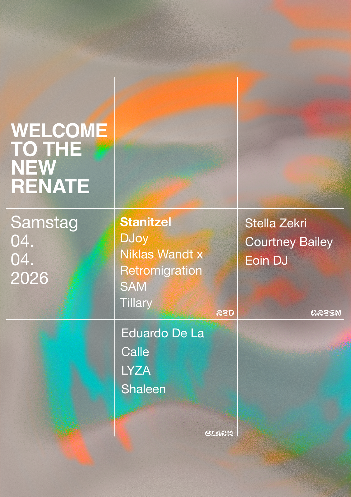 Welcome to the new Renate: w/ Eduardo de la Calle, Courtney Bailey, Stella Zekri, Eoin DJ 