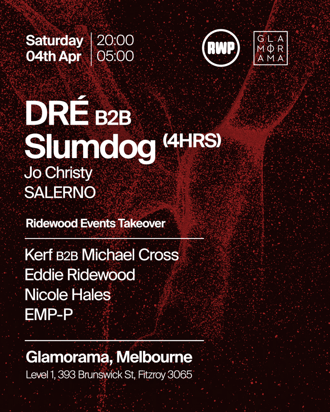 DRÉ b2b Slumdog + Ridewood Events Courtyard Takeover at Glamorama Saturdays
