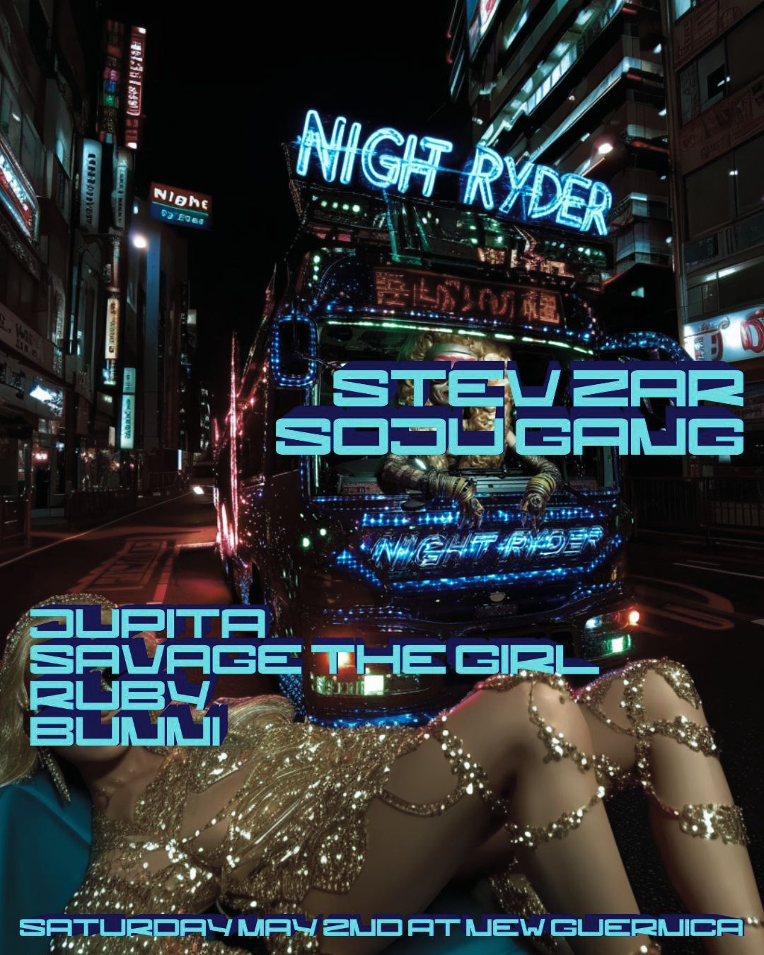 New Guernica Saturdays Launch: Night Ryder Ft Soju Gang, Stev Zar & Umami Collective