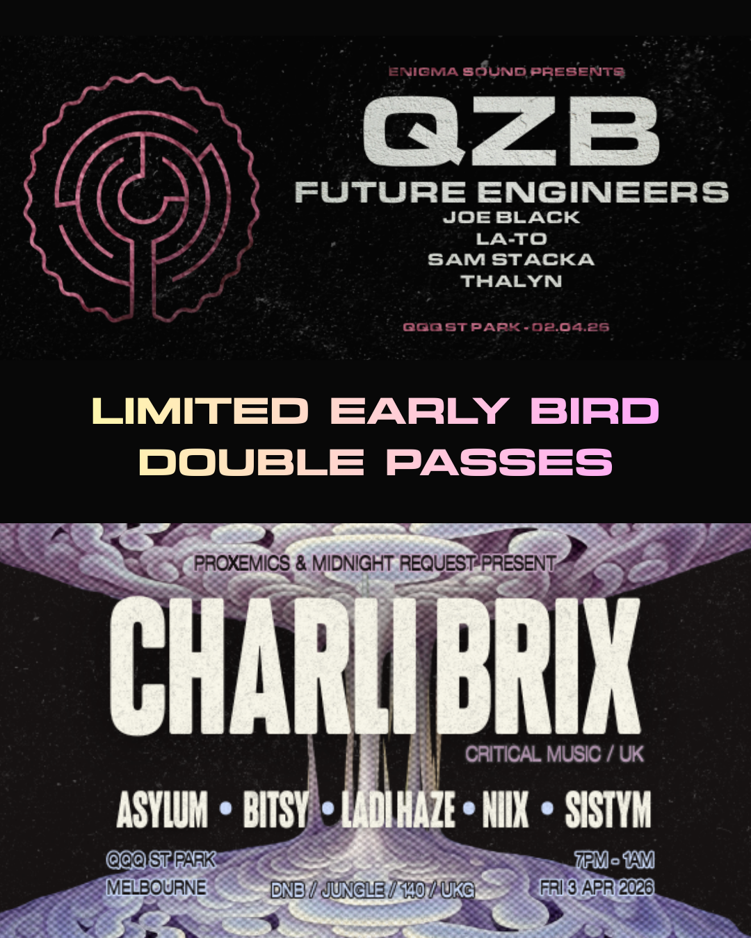 QZB & Charli Brix - All Access Double Pass (Melbourne)