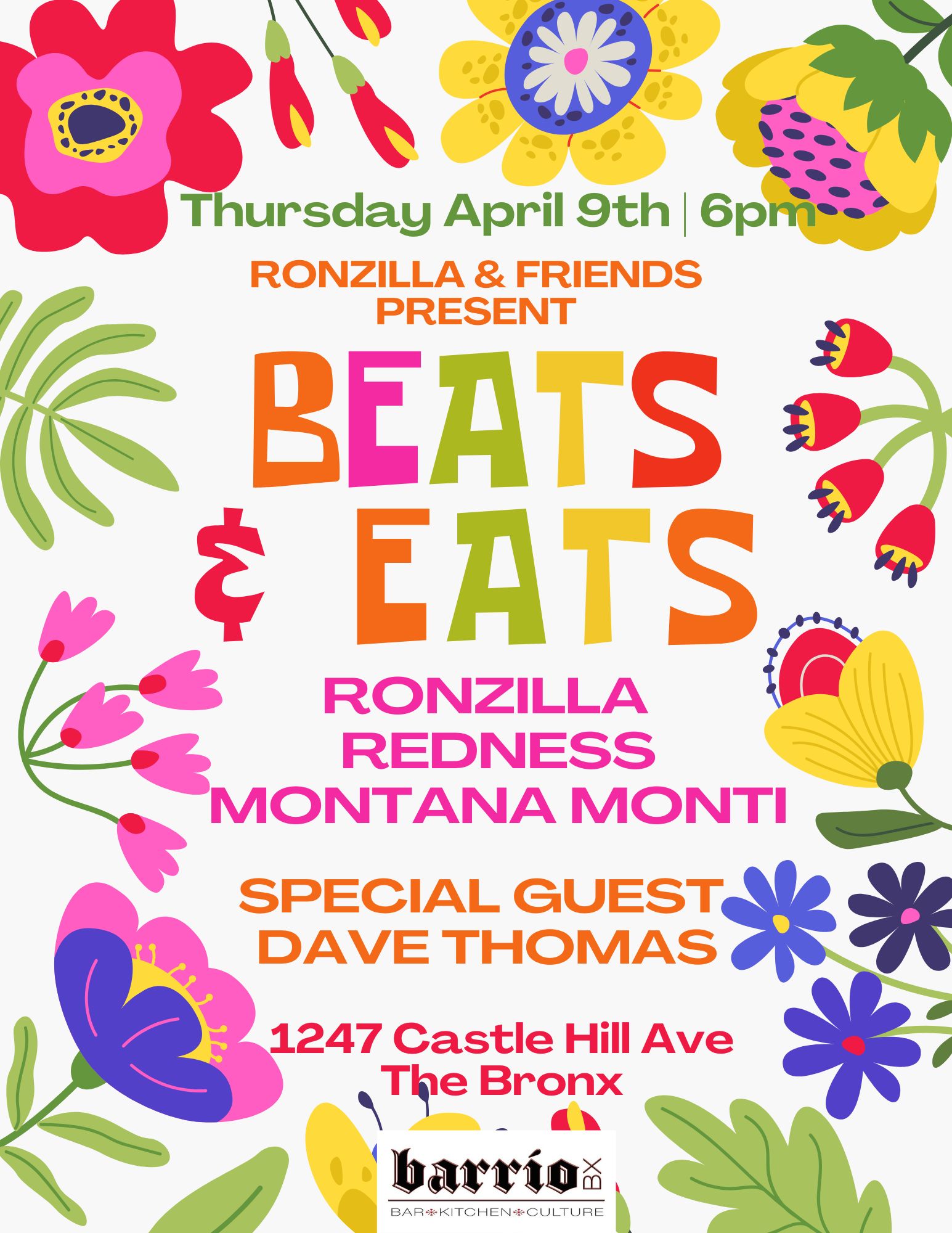 Beats & Eats w/Ronzilla, Montana, REDness & DJ Dave Thomas