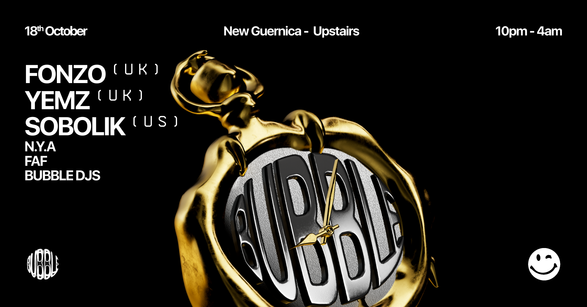 Bubble presents Fonzo (UK), Yemz (UK) & Sobolik (US) + more