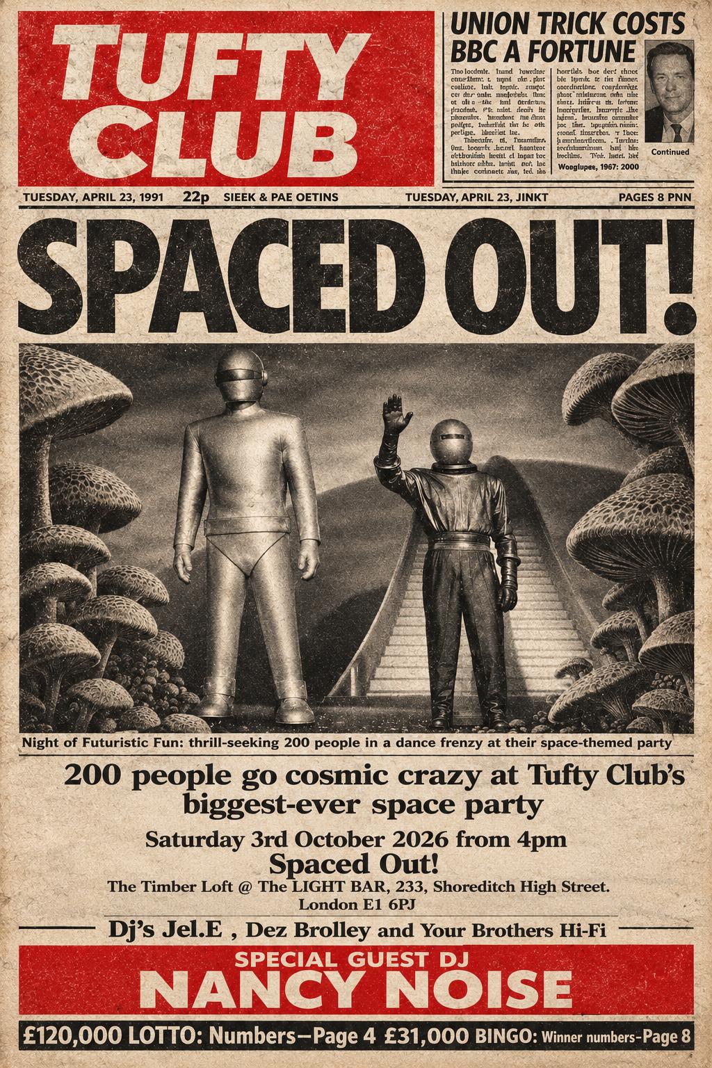 Tufty Club's Spaced Out at The Timber Loft, London E1 6PJ