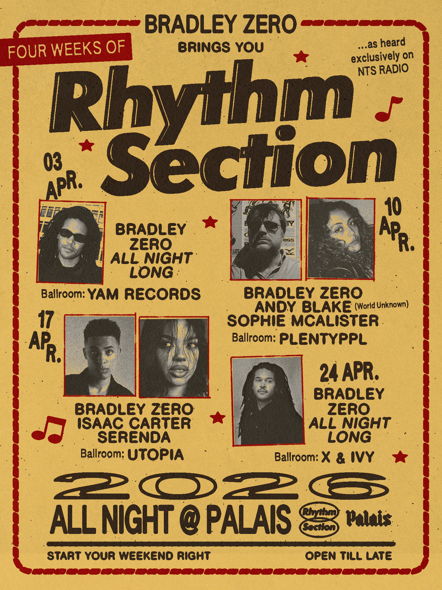 Palais: Bradley Zero, Isaac Carter, Serenda - 4 Fridays of Rhythm Section