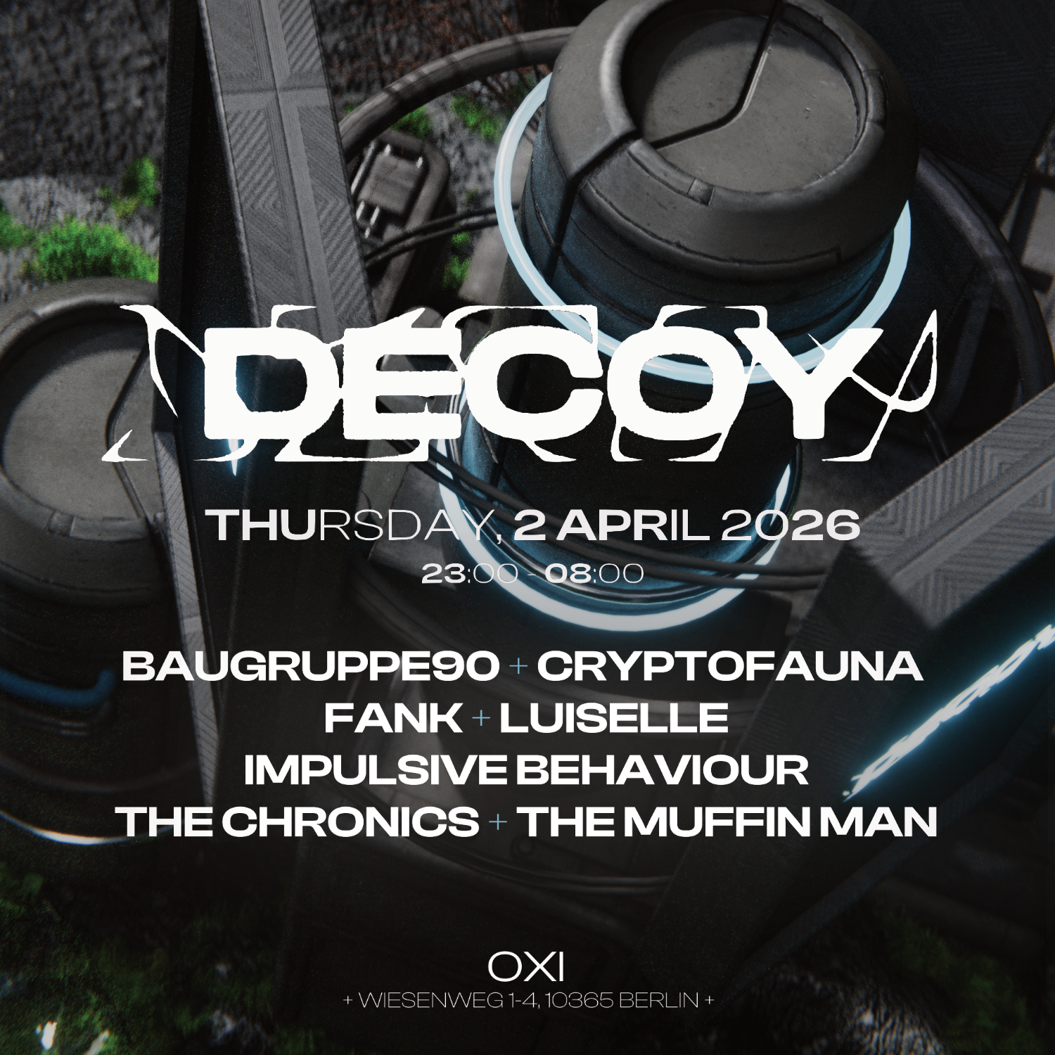 [EASTER WEEKEND] DECOY with BAUGRUPPE90, The Chronics, Cryptofauna, The Muffin Man & MORE