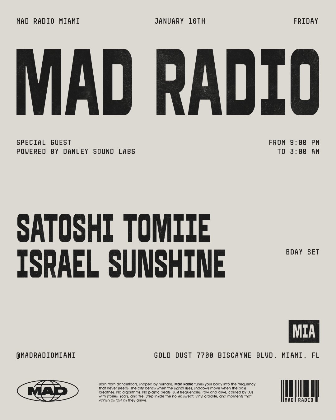SPECIAL GUEST: Satoshi Tomiie, Israel Sunshine