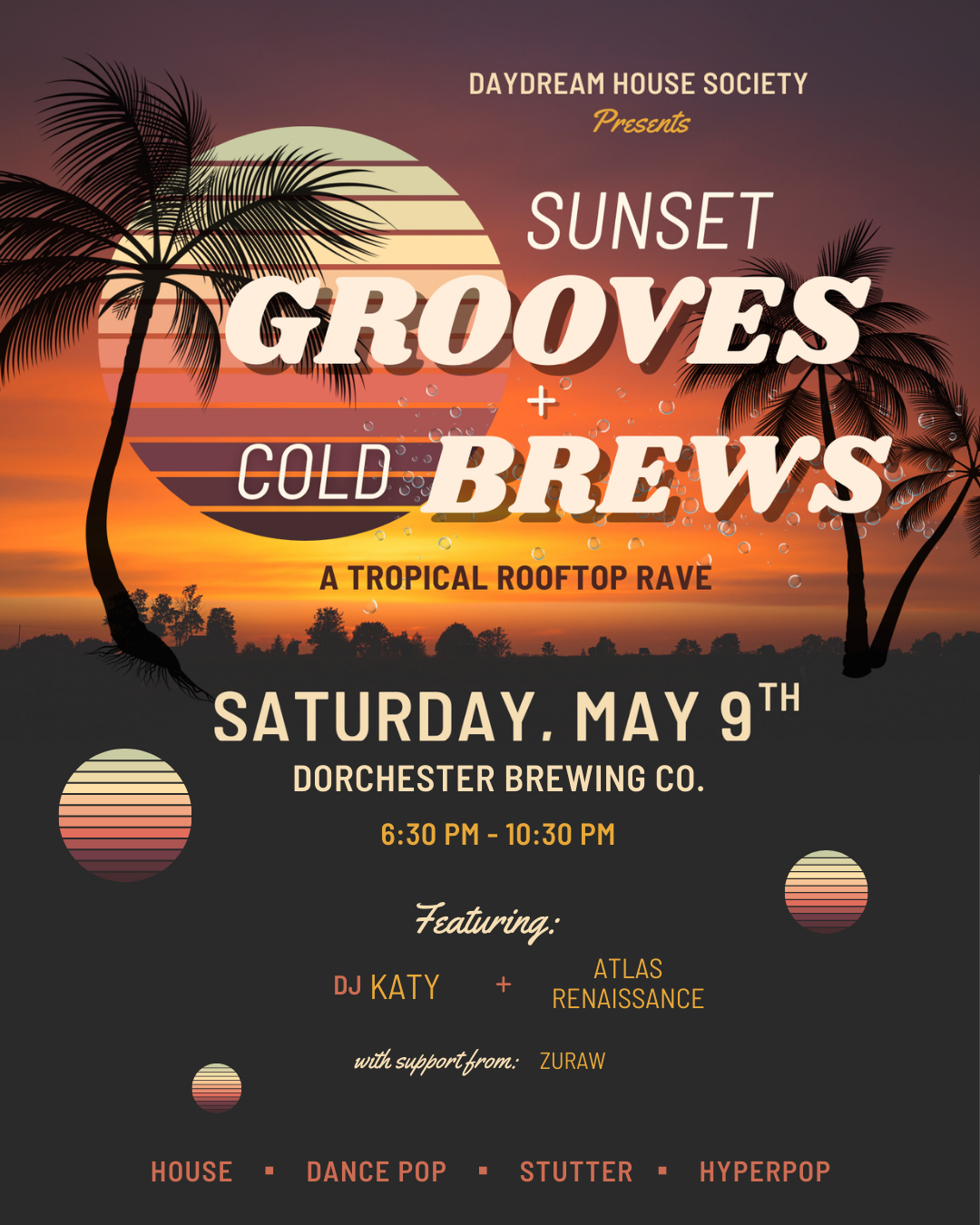 SUNSET GROOVES & COLD BREWS: A Tropical Rooftop Rave (21+)