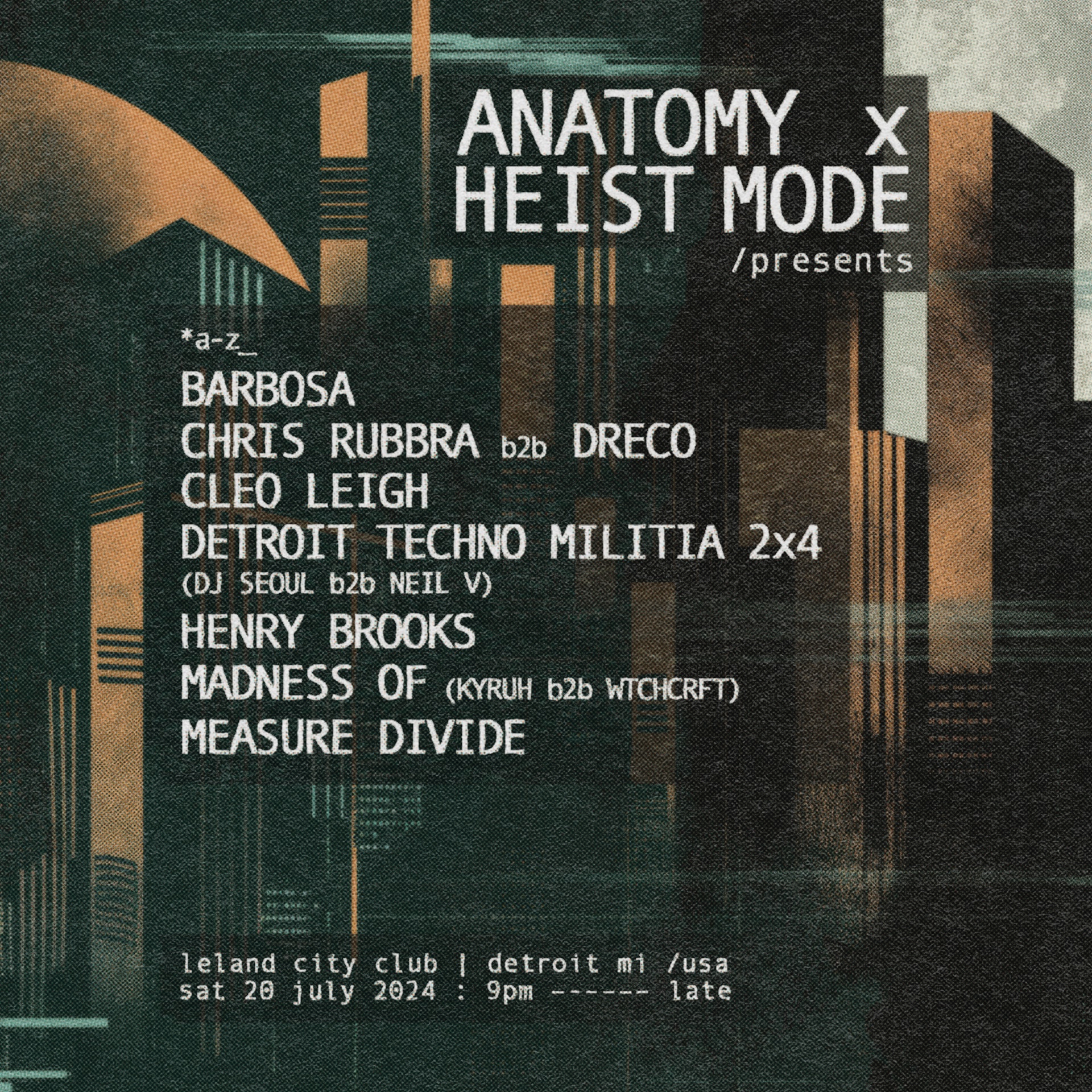 Anatomy x Heist Mode presents flyer