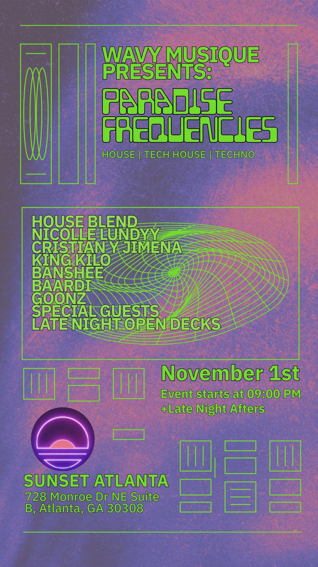 Paradise Frequencies at Sunset Atlanta + Late Night Afters at