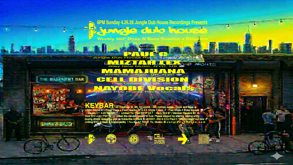 JUNGLE DUB HOUSE: NYC Drum & Bass Sunset Sundays at KEYBAR, New