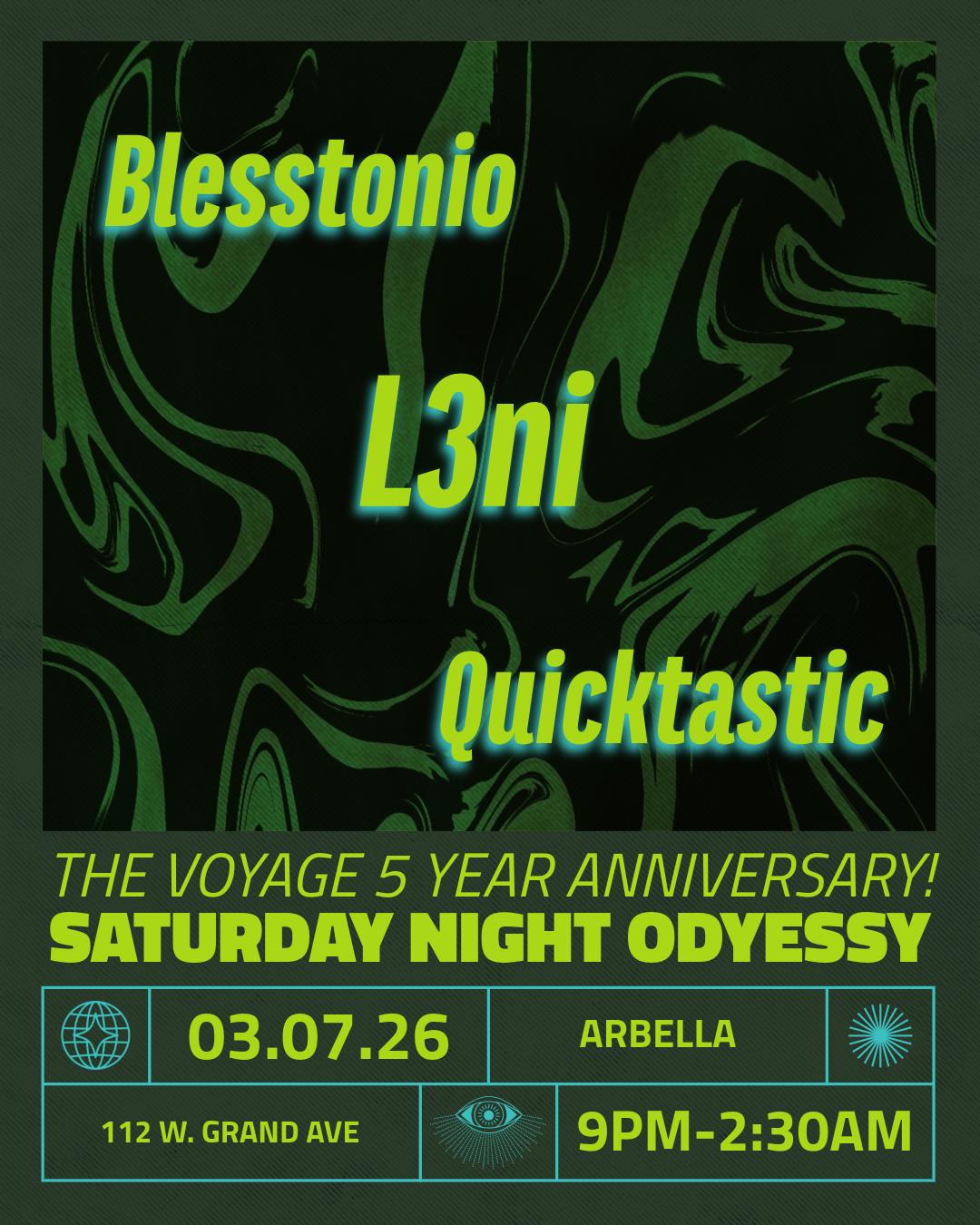 Saturday Night Odyssey - The Voyage 5 Year Anniversary Party