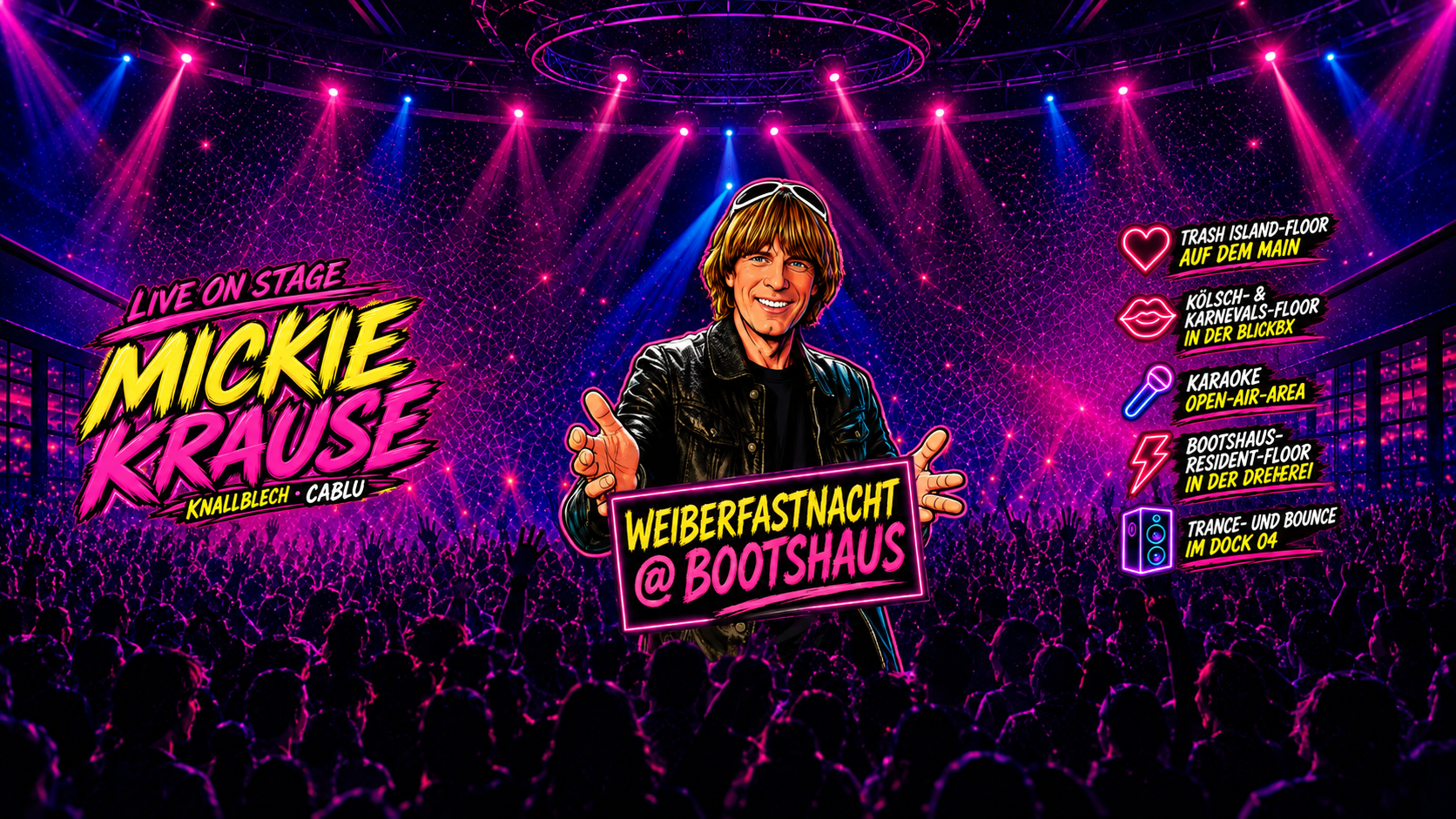 Weiberfastnacht im Bootshaus with Trash Island, Mickie Krause
