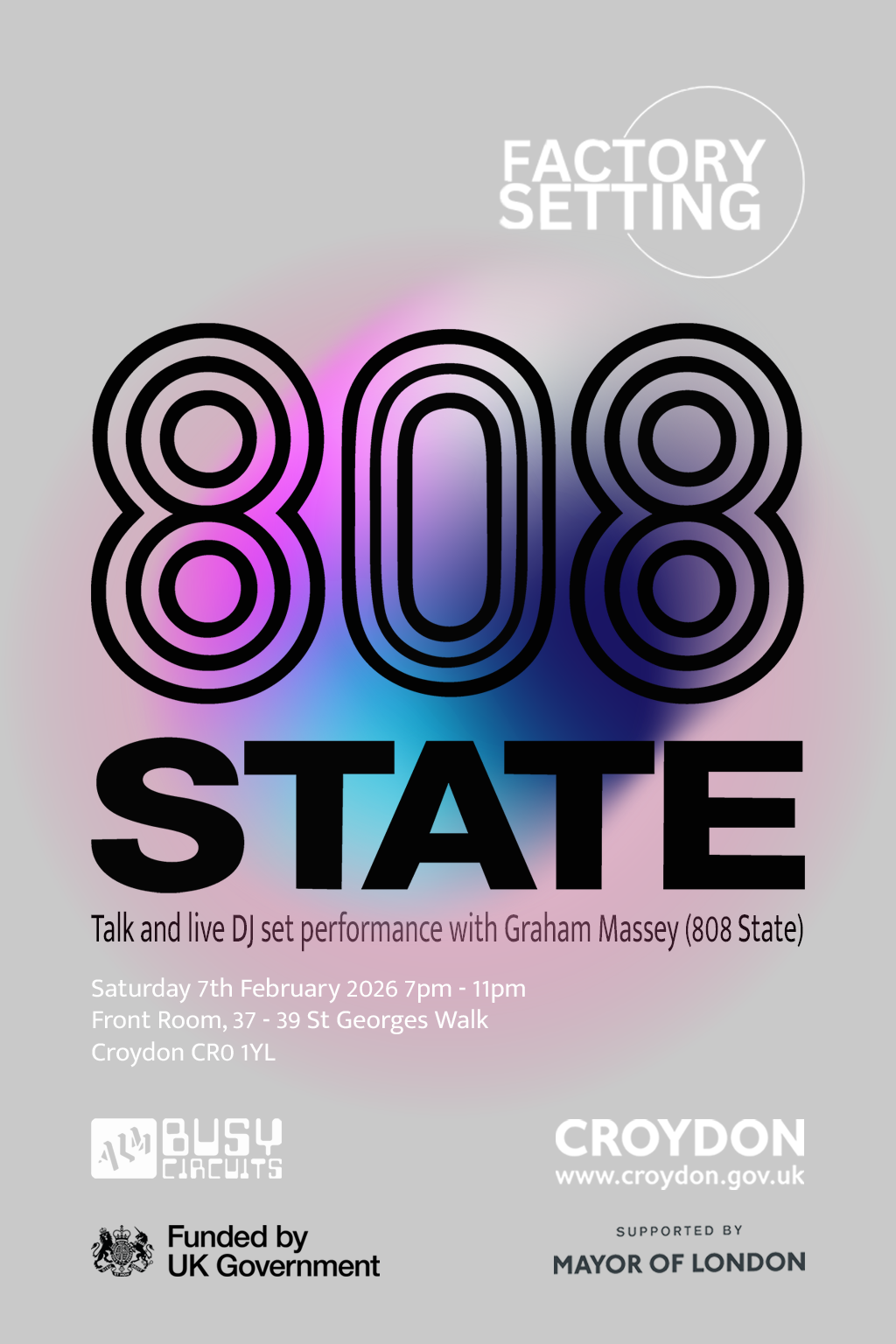 Factory Setting - 808 State - Talk / live electronics / DJ set with Graham Massey