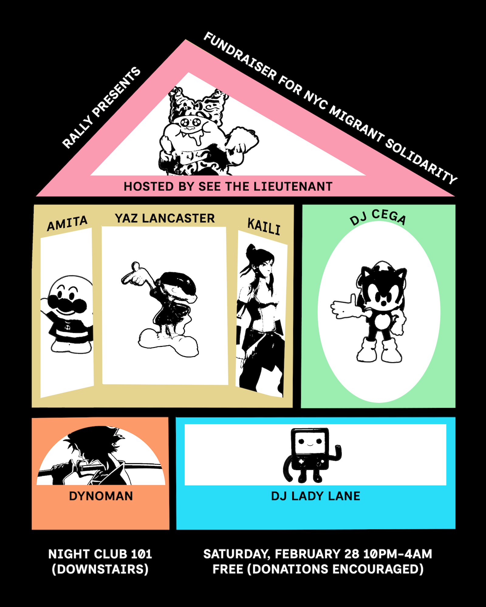 rally: amita, DJ cega, DJ Lady Lane, Dynoman, Kaili, yaz lancaster