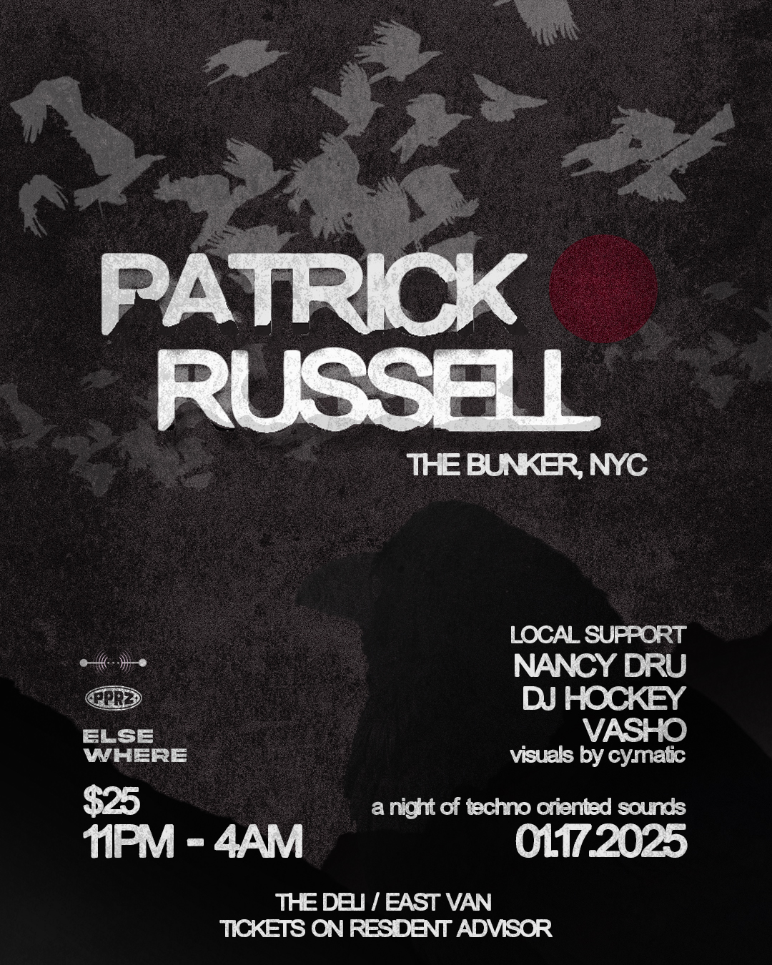 Patrick Russell, Nancy Dru, DJ Hockey and Vasho flyer