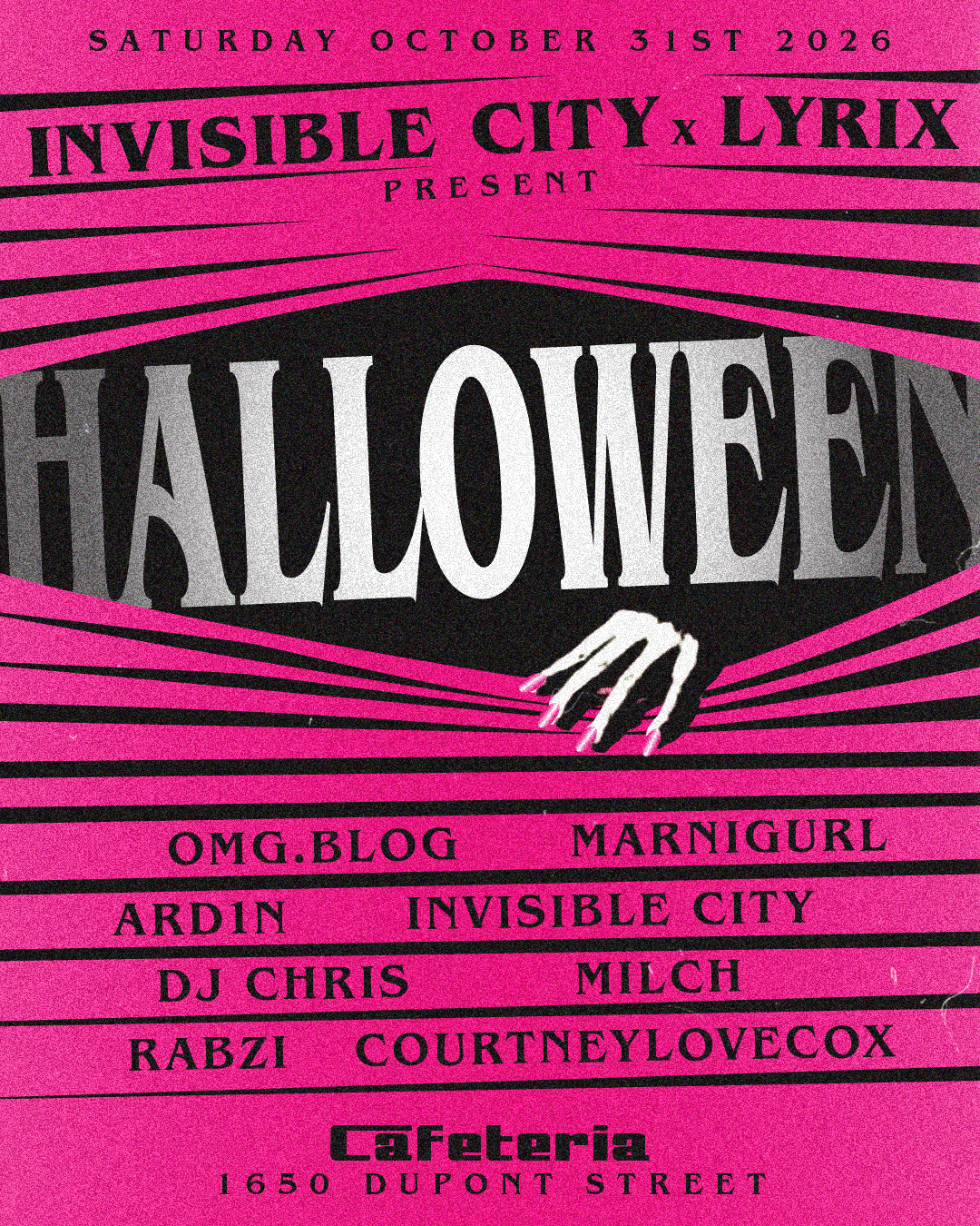 Cafeteria Halloween: Invisible City X LYRIX flyer