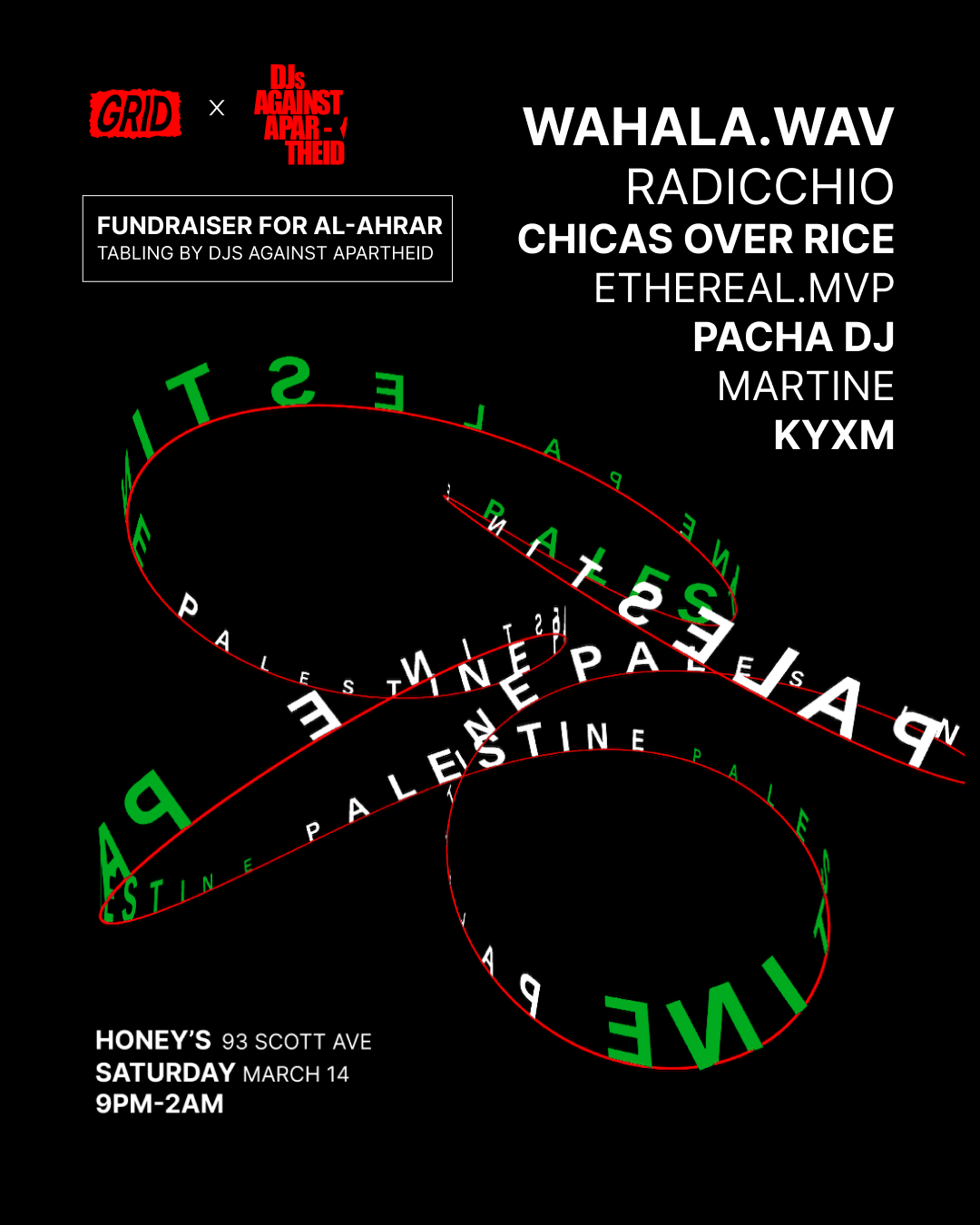 For Palestine: GRID, Al-Ahrar, & DJs Against Apartheid