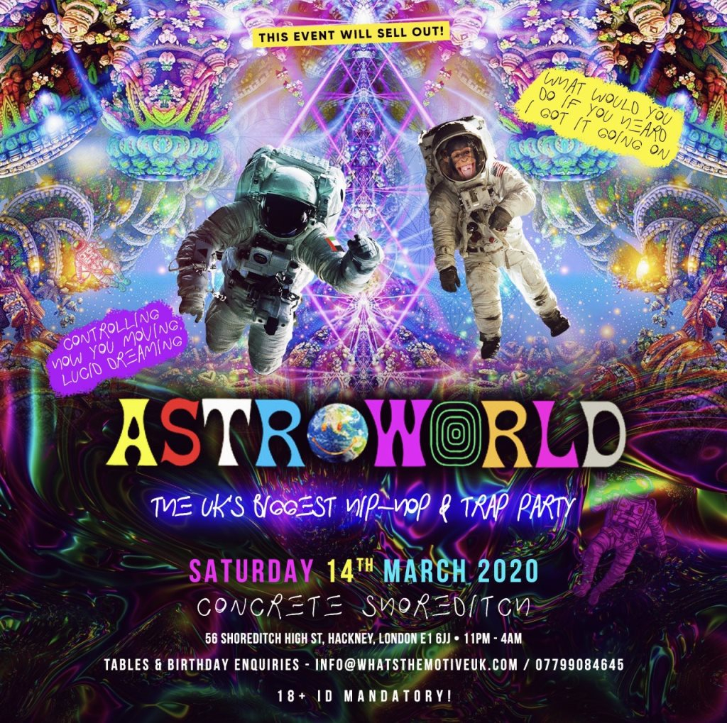 Astroworld - The UKs Biggest Hip-Hop Party at Paradise 65