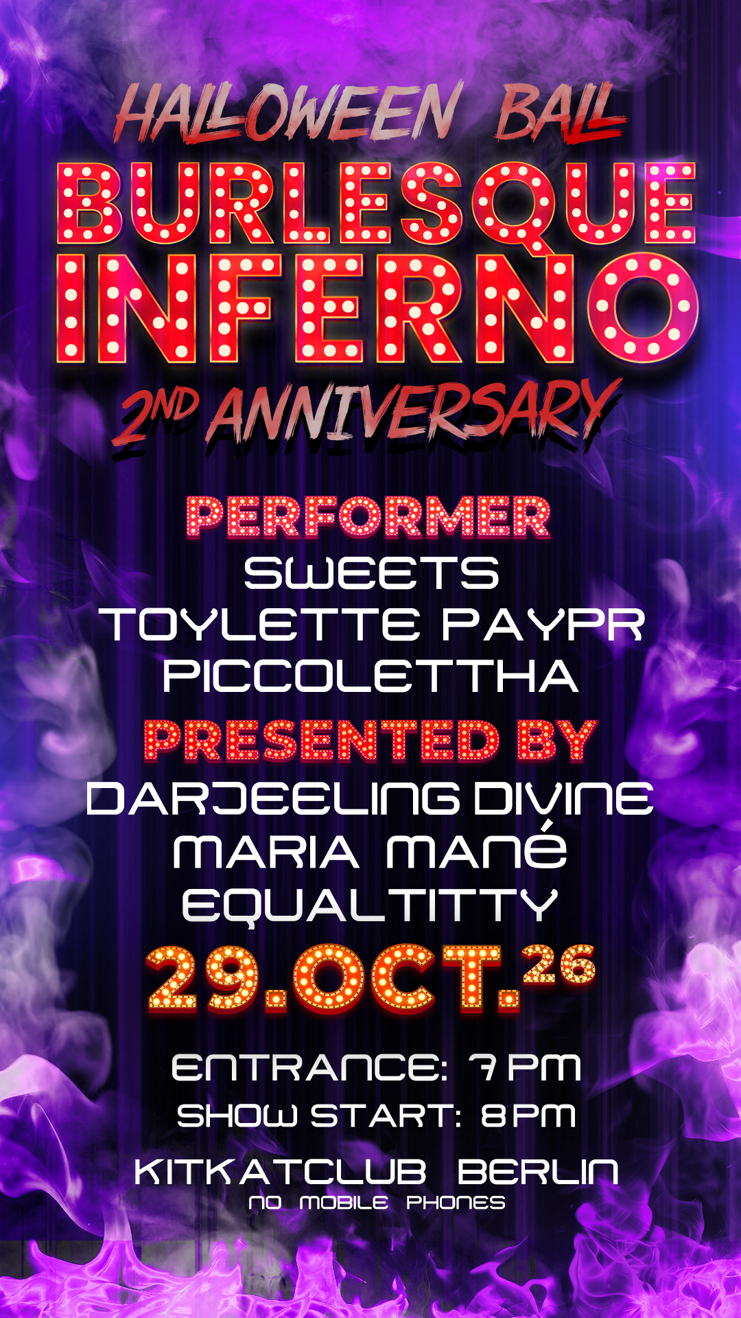 Burlesque Inferno at KitKat 'Burlesque Halloween Ball 2026' (Start 7 pm)