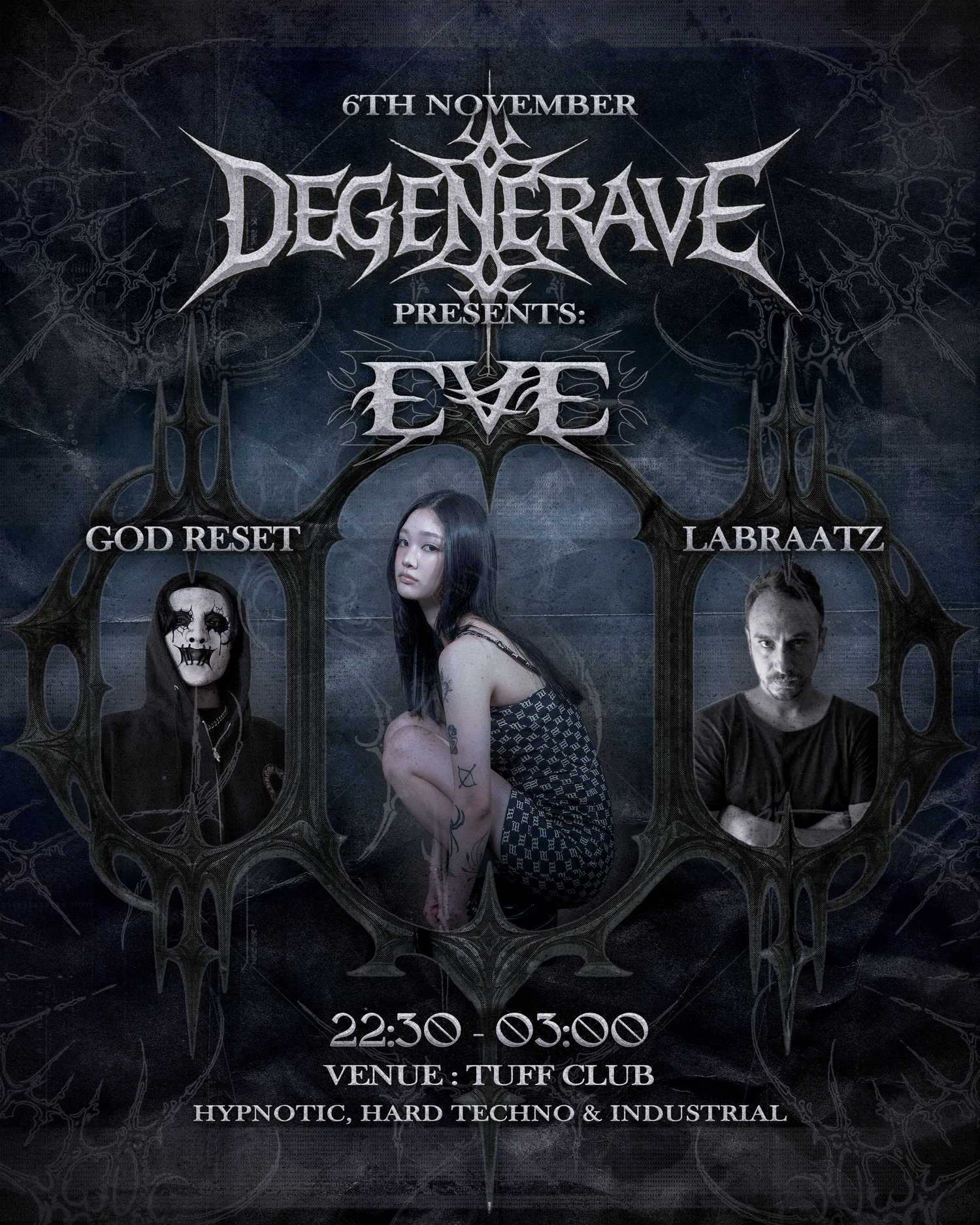 Degenerave presents: EVE (Hypnotic, Hard Techno & Industrial) at Tuff Club