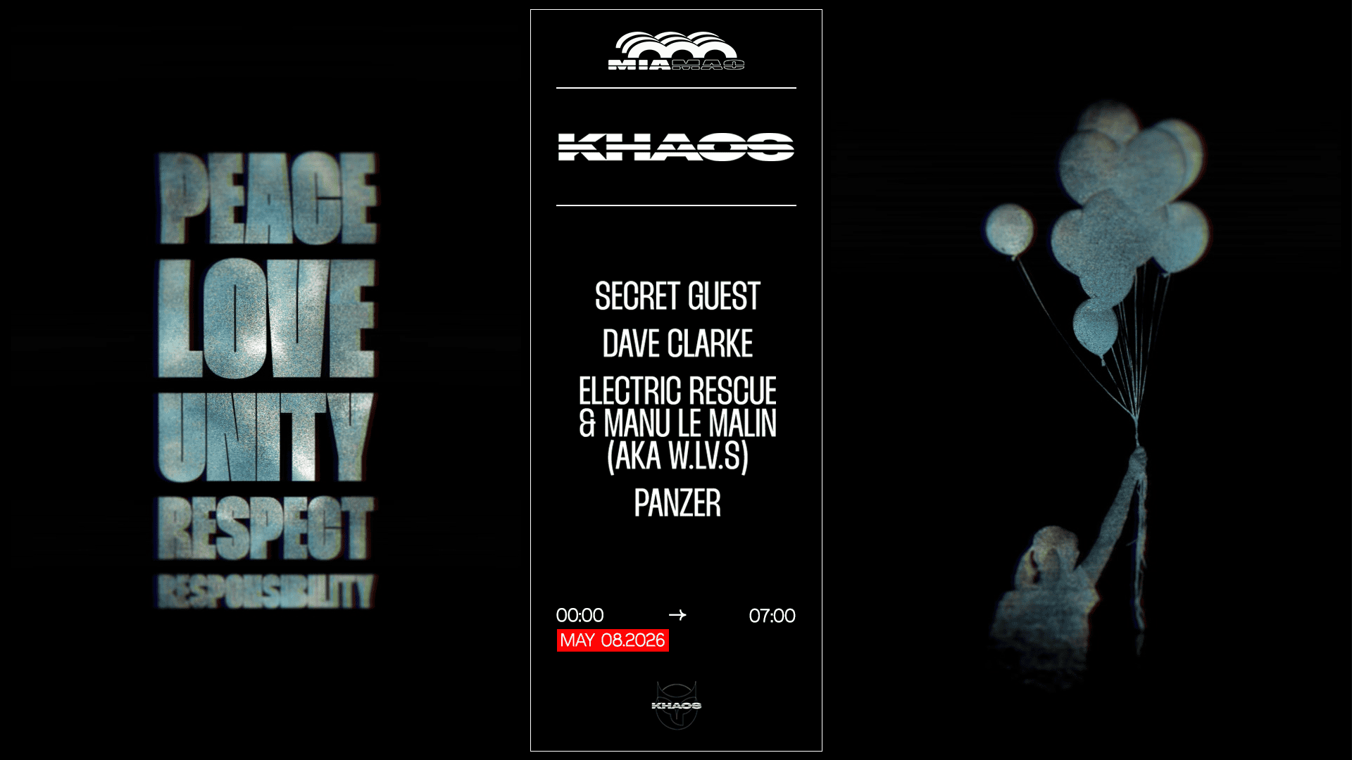 KHAOS: Electric Rescue & Manu Le Malin, Dave Clarke & MORE