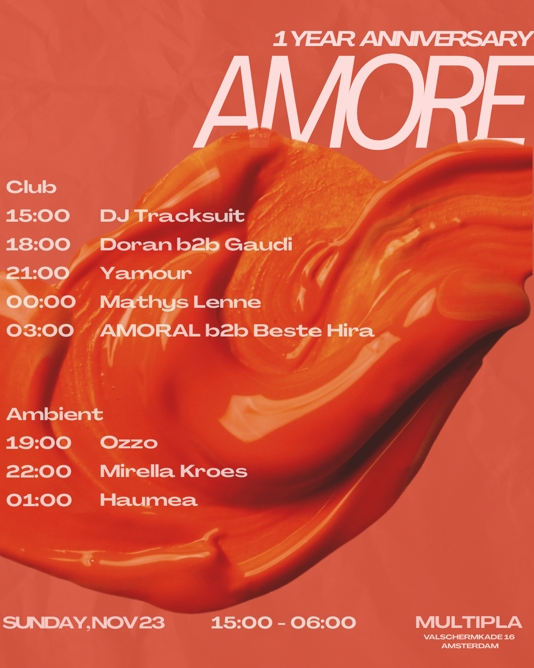 AMORE 1 YEAR ANNIVERSARY bij Bar Dancing Multipla, Amsterdam