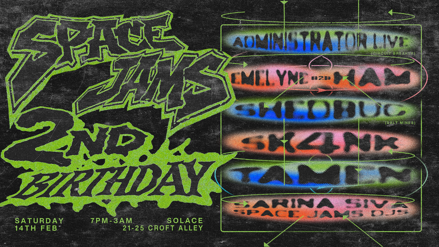 Space Jams 2nd Bday feat. Shedbug, Emelyne, Tamen, ADMINISTRATOR (Live), Ham, SK4NK