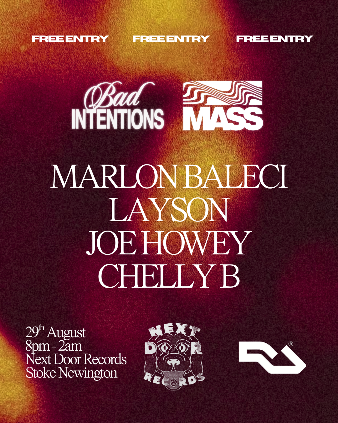 Bad Intentions x MASS: Bank Holiday Special - FREE ENTRY