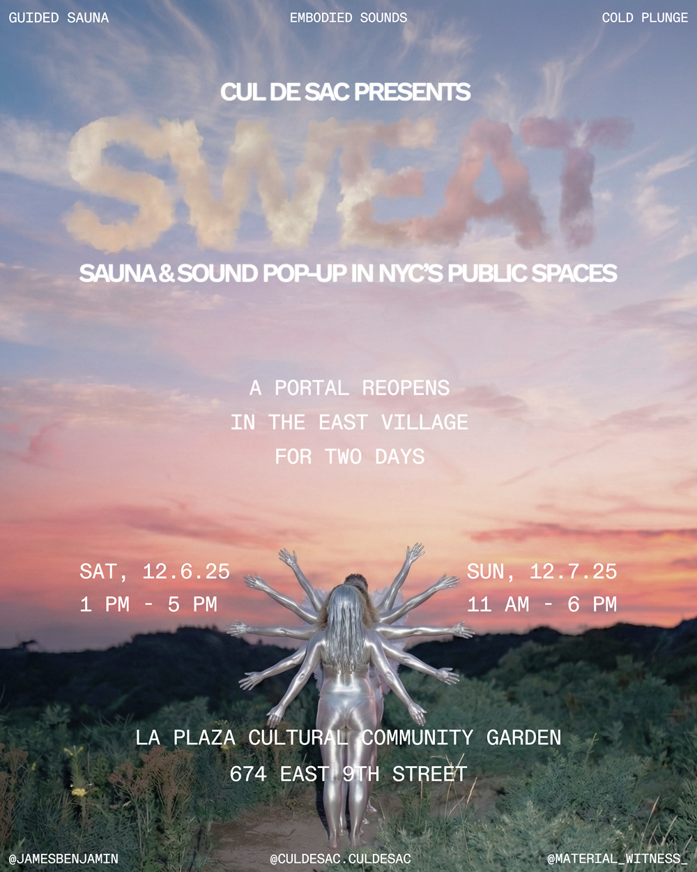 SWEAT #03: A Sauna & Sound Pop Up at La Plaza Cultural, New York City