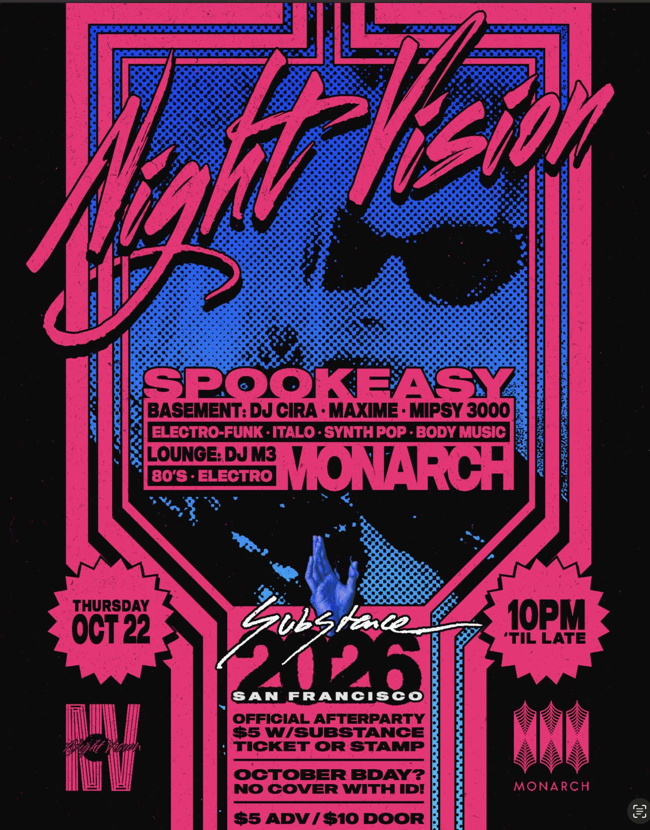 Night Vision: Spookeasy with DJ Cira, Maxime, Mipsy 3000, DJ M3