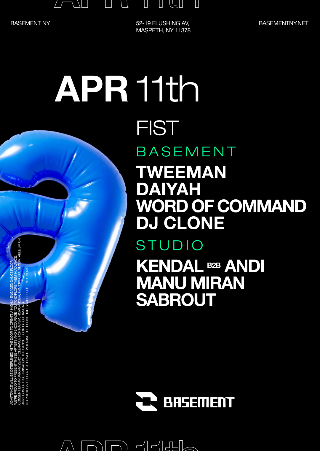 FIST: Tweeman / DAIYAH / Word of Command / DJ Clone / Kendal b2b Andi / Manu Miran / sabrout
