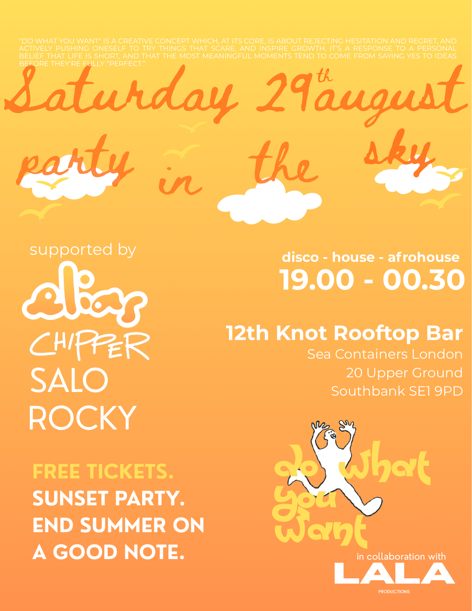 DWYW presents… PARTY IN THE SKY