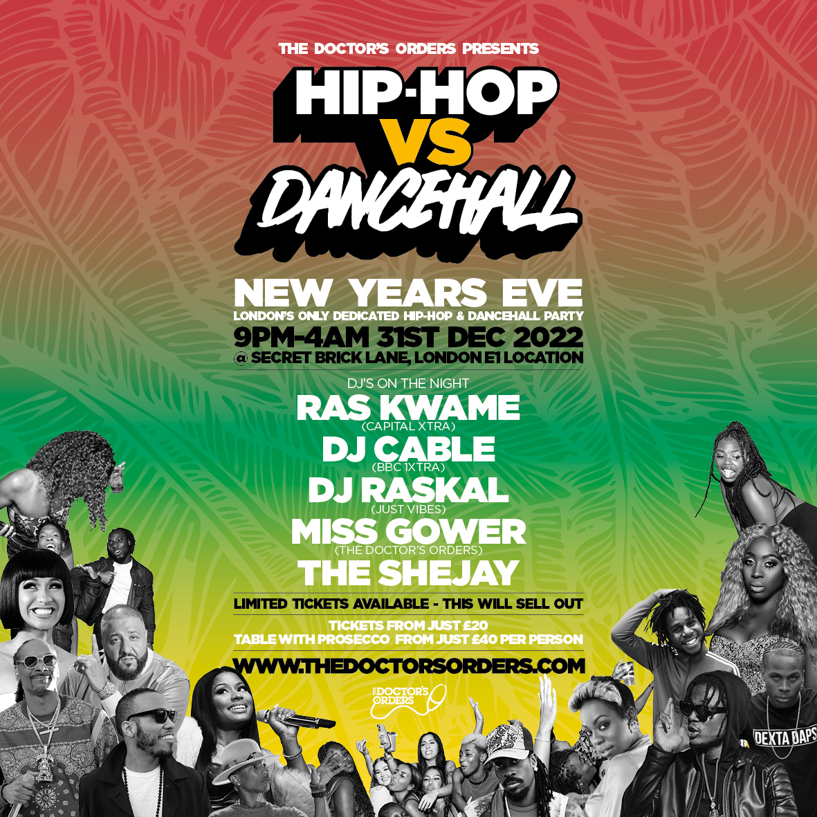 Hip-Hop vs Dancehall - NYE at Ninety One Living Room, London