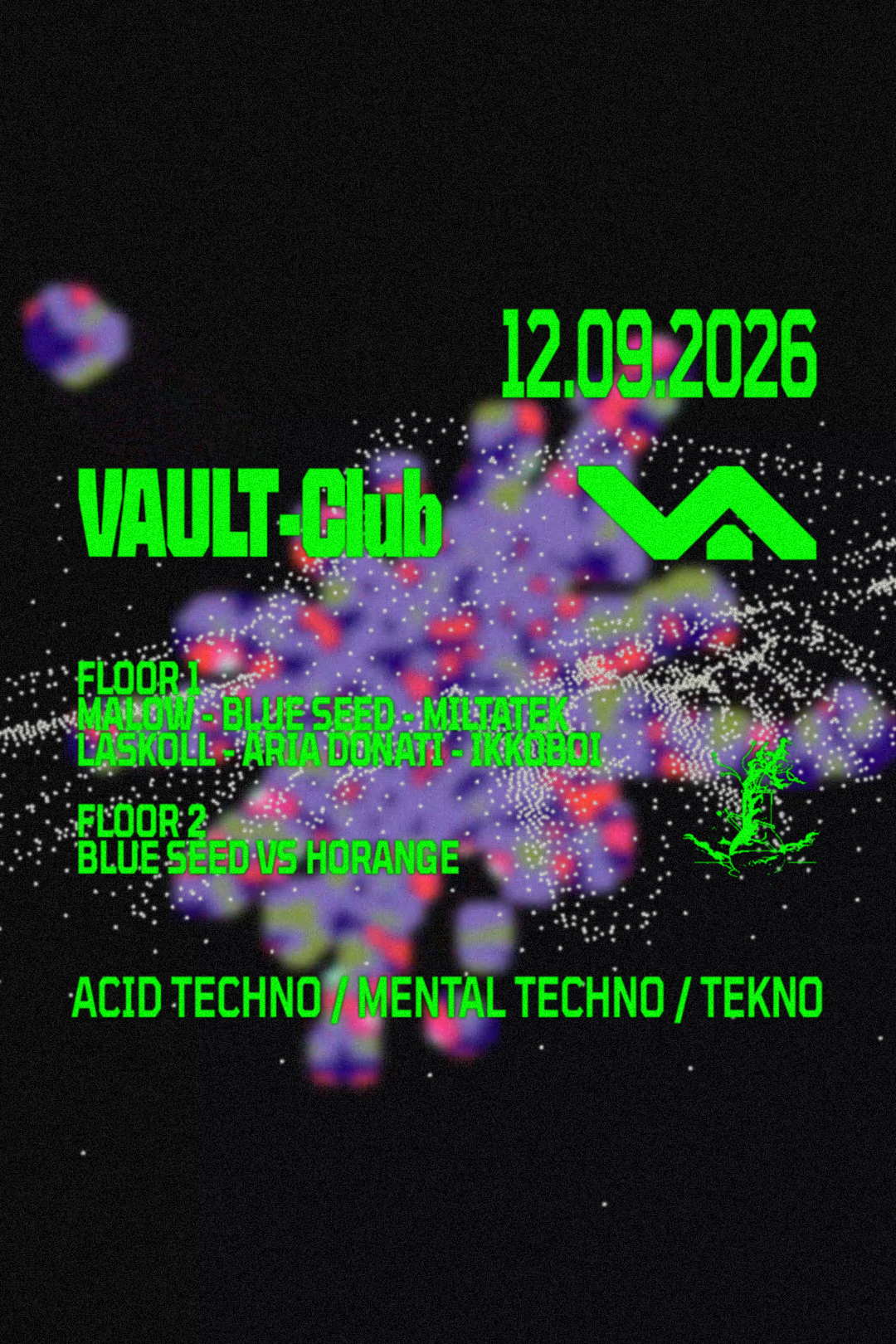 Affiche VAULT-Club — ACID TECHNO / MENTAL TECHNO / TEKNO with HYPNOTIC LAB