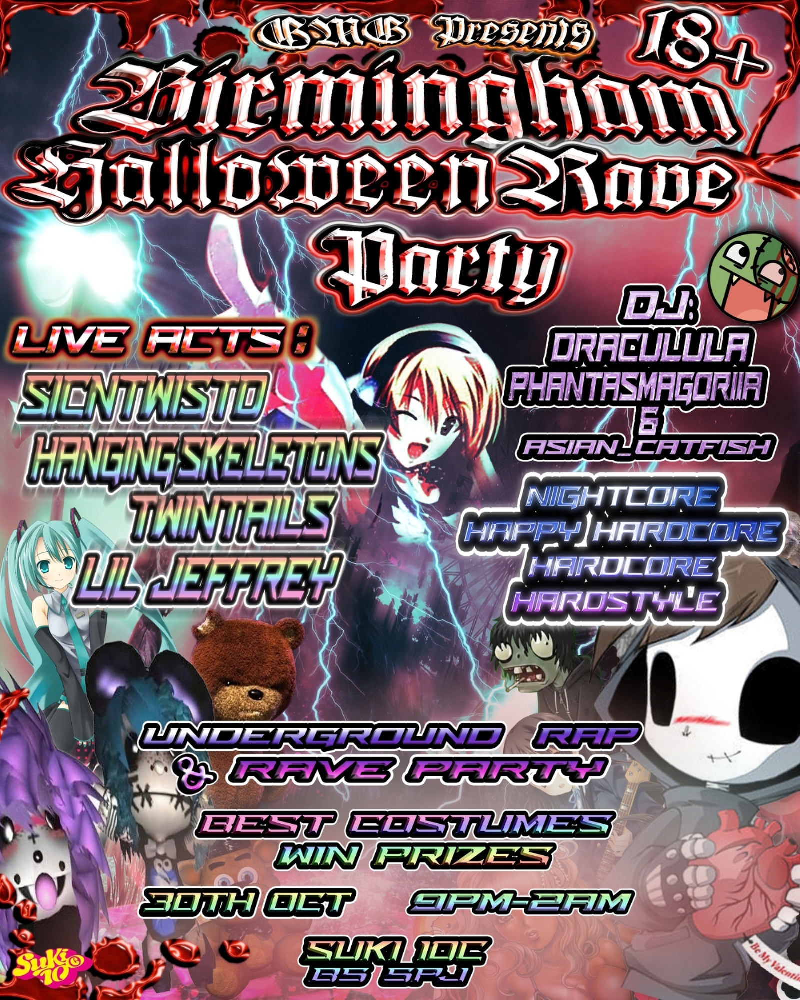 Birmingham Halloween Rave Party at Suki10c, 21 Bordesley Street Birmingham