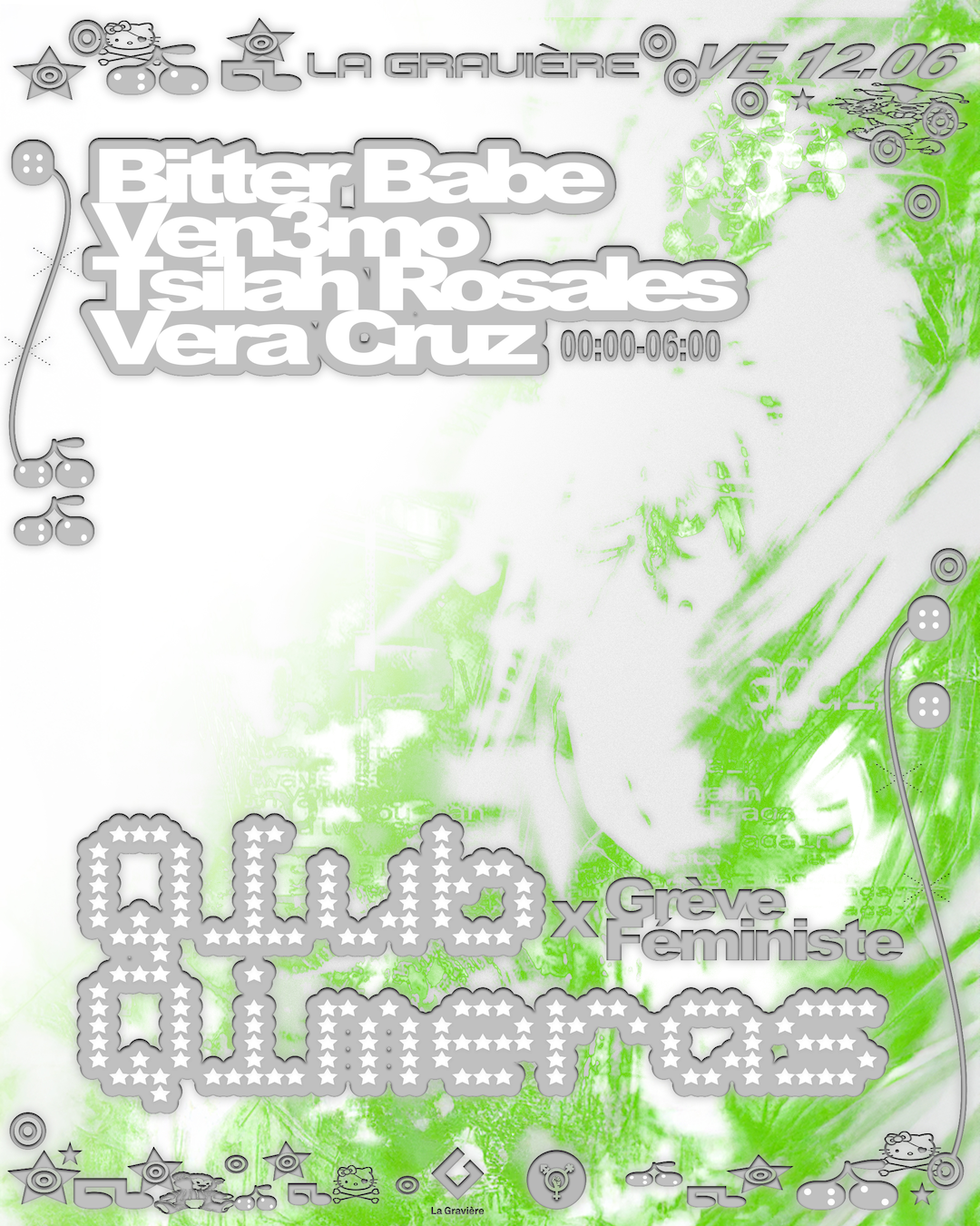 Qlub Qimeras x Grève Féministe x Bitter Babe