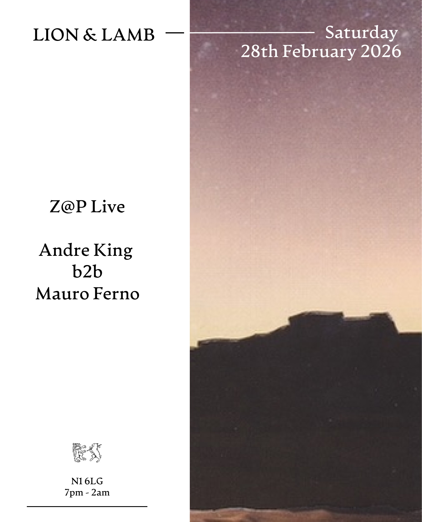 Lion & Lamb with Z@p Live + Andre King b2b Mauro Ferno